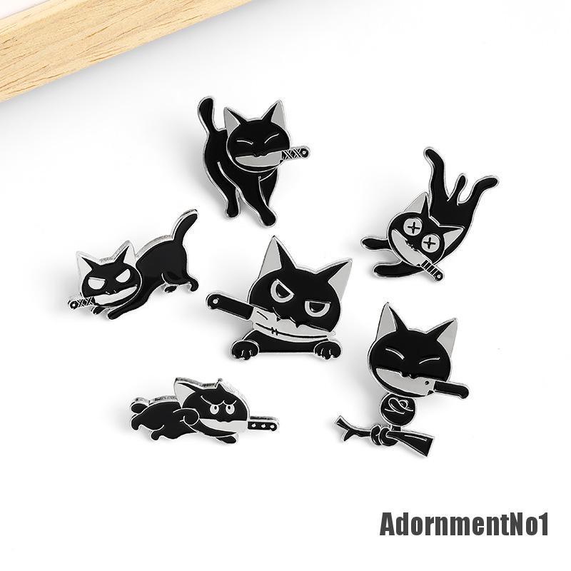 (Adornmentno1) Bros Pin Enamel Desain Kartun Kucing Hitam