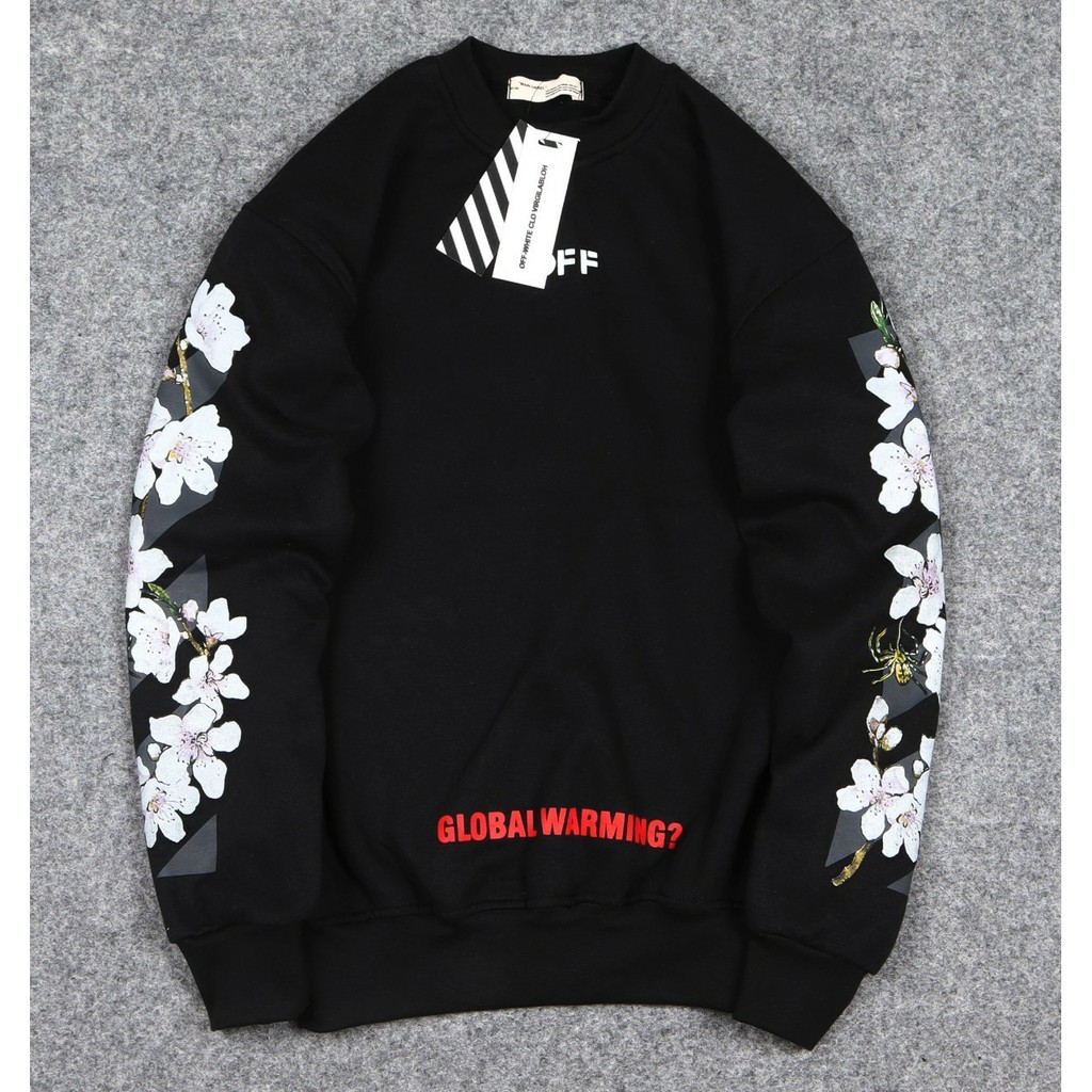 Jaket Crewneck OFF WHT CHERRY BLOSSOM – Black Edition Trendy Casual Unisex Good Brand Quality Stylis