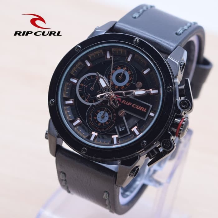 Jam Tangan Pria / Cowok Ripcurl Colorado Leather Black - Full Hitam