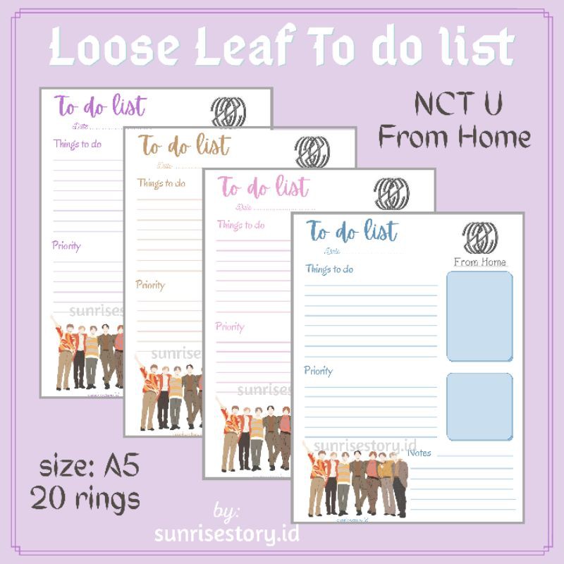 

Planner NCT U 2020 Resonance From Home To do List A5 Loose Leaf Buku Notebook Kertas isi Binder