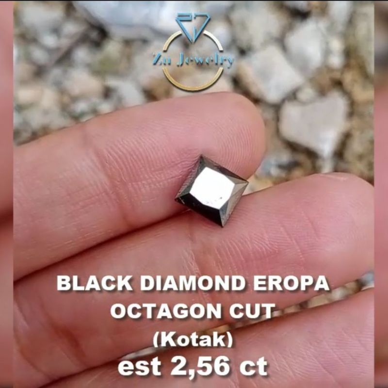 Black diamond Eropa bentuk octagon - berlian hitam asli Eropa ( kotak ) berat 2,56 carat