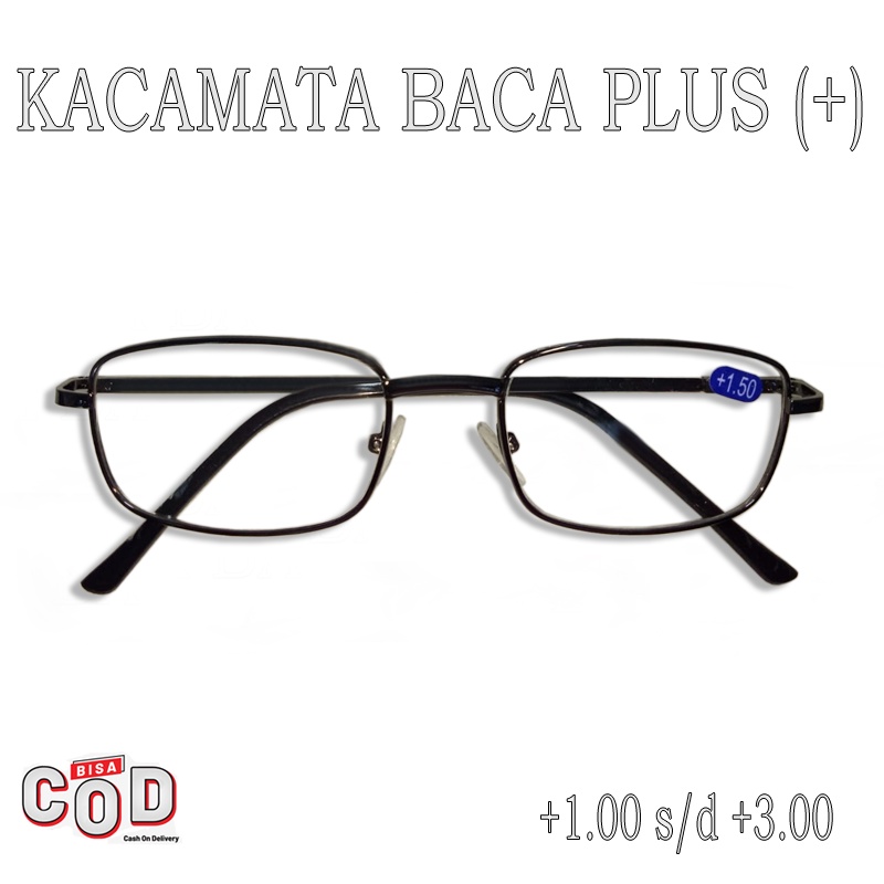 Terbaru Kacamata Plus (+) Kaca mata Komputer Hp Model Frame Besi Kacamata Baca Plus +1.00 s/d +3.00 Kaca mata Rabun Dekat Fashion Pria Wanita Unisex Reading Glasses