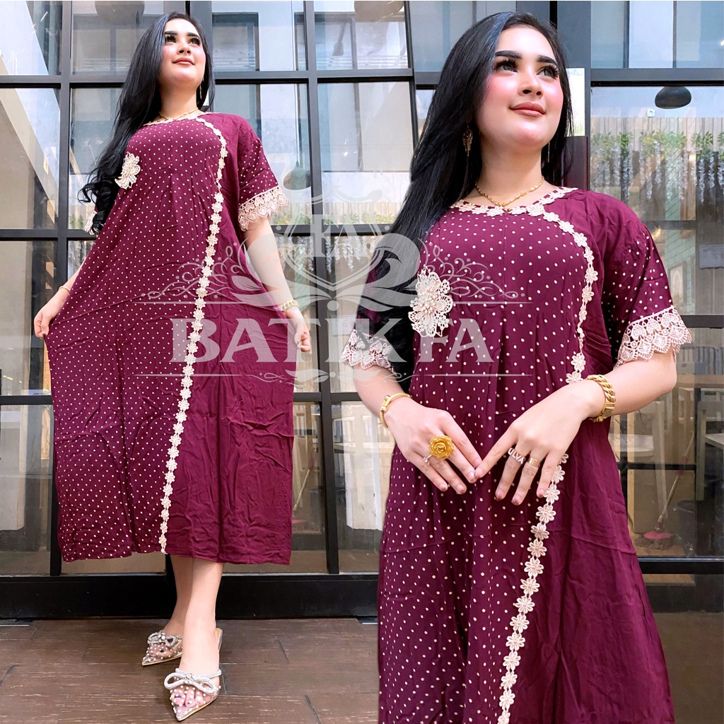 DASTER ARAB RENDA KUPU SILANG HOME DRESS BATIK WANITA DASTER KEKINIAN MURAH BUMIL BUSUI