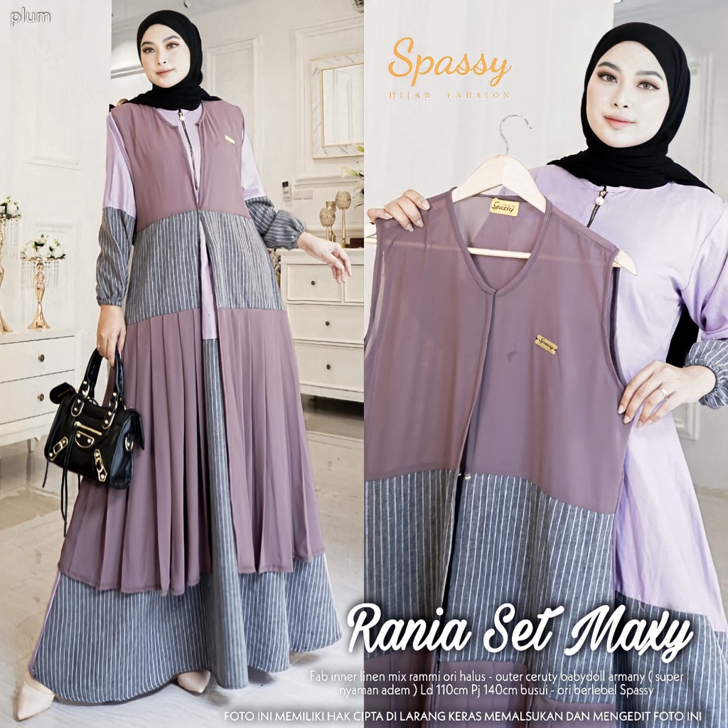 [[ BISA COD ]] TIDAK ORI UANG KEMBALI - ORI BERLABEL SPASSY - RANIA SET | GAMIS SPASSY ORI