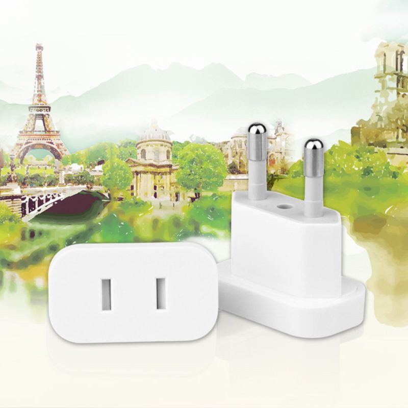 Cre Adapter Konverter Power Socket Plug Us Jack Ke Eu 4mm Untuk Travel