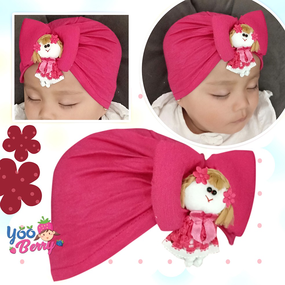 Berry Mart Turban Kaos Bayi Anak Muslim Topi Fashion Bayi Lucu Karakter Doll Berry Mart