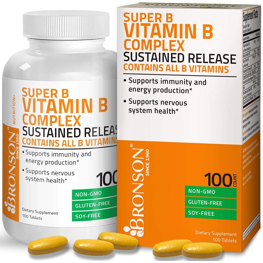 Bronson Super B Vitamin B Complex Sustained Release 100 Tablets