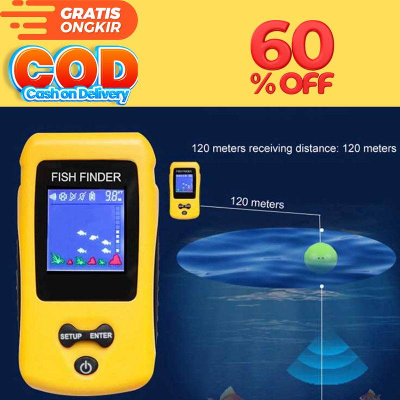 alat pelacak ikan portable sonar fish finder range 100m/alat pelacak ikan sungai/alat pelacak ikan s