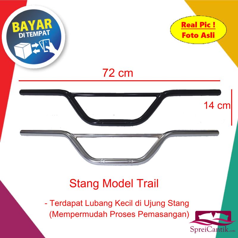 [COD] Stang Variasi Motor TRAIL KLX - Universal Semua Motor - Pipa Besi Tebal 2 mm Panjang 72 cm Tin