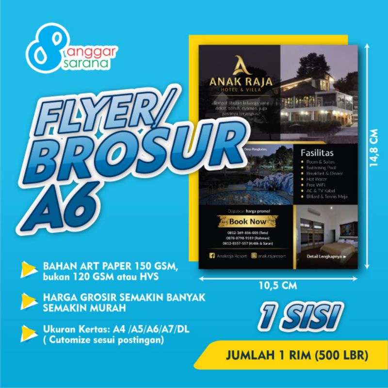 

BROSUR / FLYER BAHAN ART PAPER 150 GSM 1 SISI UKURAN A6 1 rim (500 lembar)