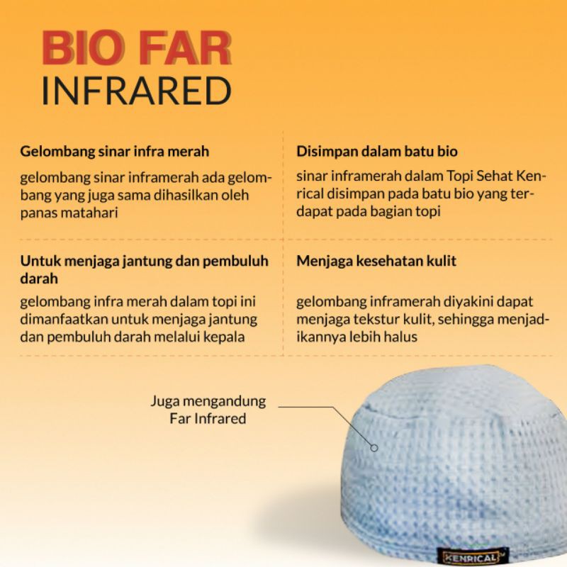 topi sehat kenrical 100% Asli Original kupluk peci kopiah Ciput kesehatan far infrared ion negatif