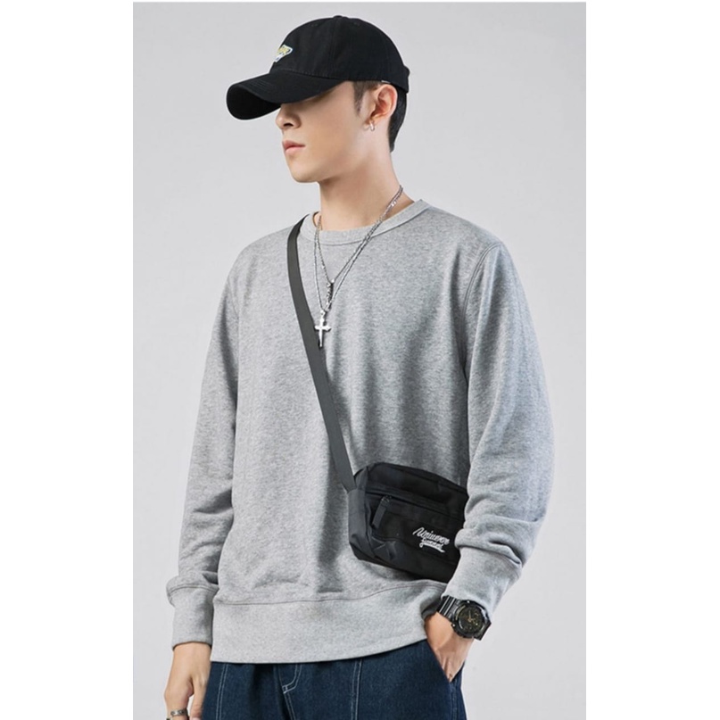 KIYOWO-BAJU ATASAN SWEATER DISTRO BASIC POLOS LENGAN PANJANG PRIA