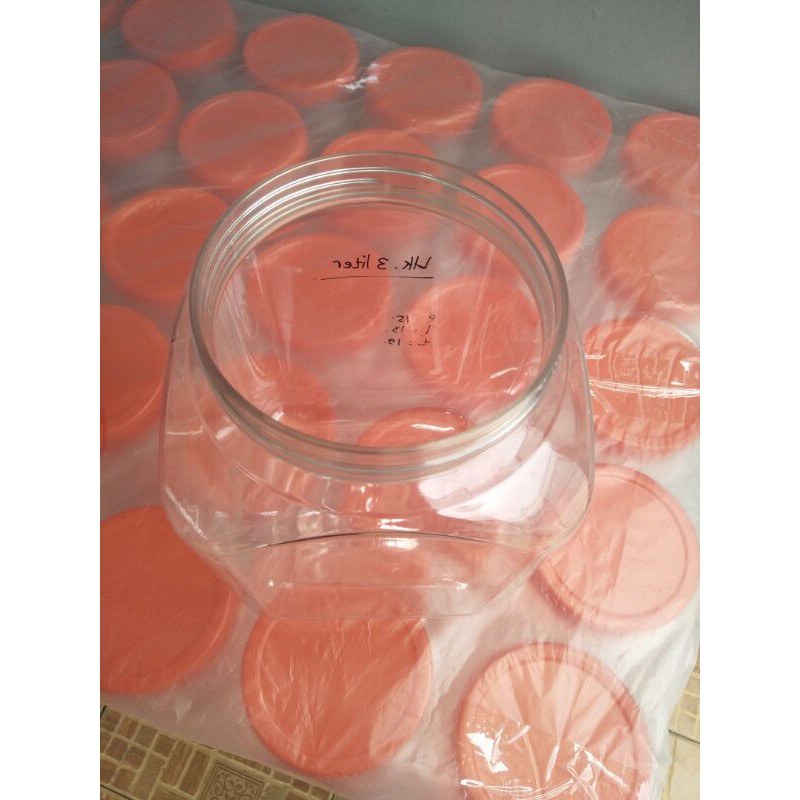 toples plastik bening ukuran 3 liter tanpa tutup 1 bal (isi 20)