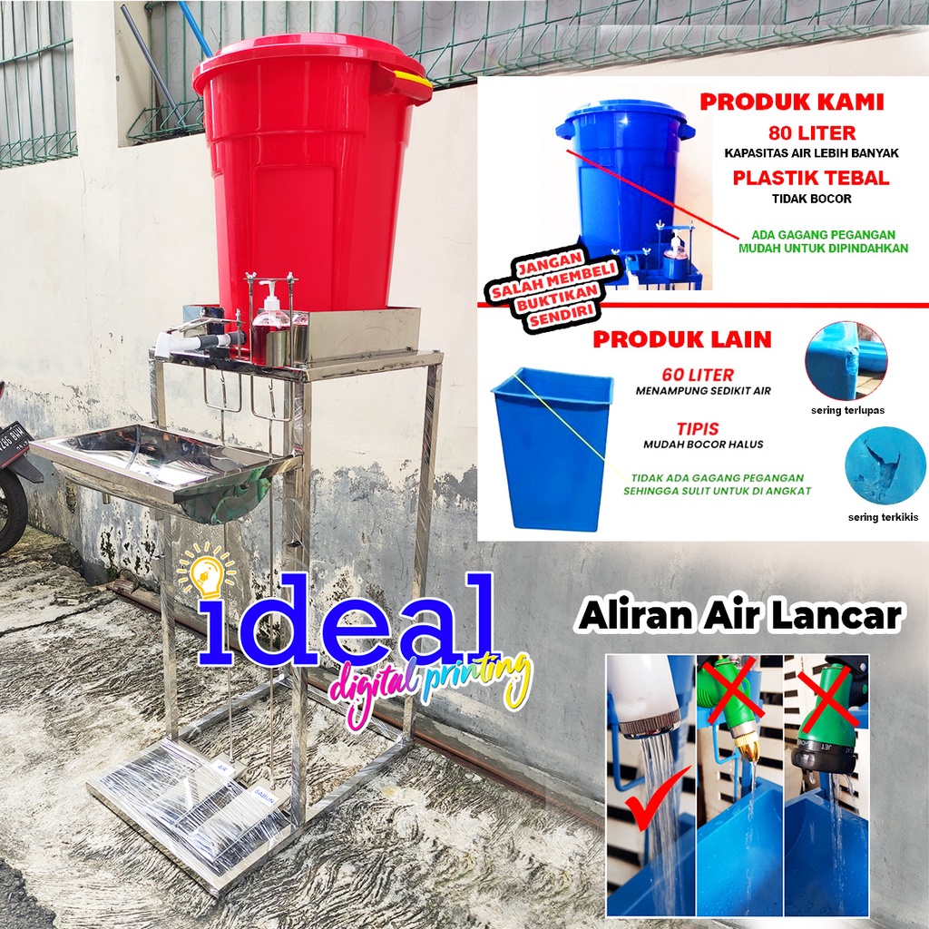 WASTAFEL PORTABLE INJAK MEKANIK STAINLESS CUCI TANGAN