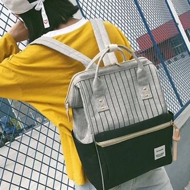 Ransel anello Tas Backpack Wanita Motif Stripe Kombinasi Warna