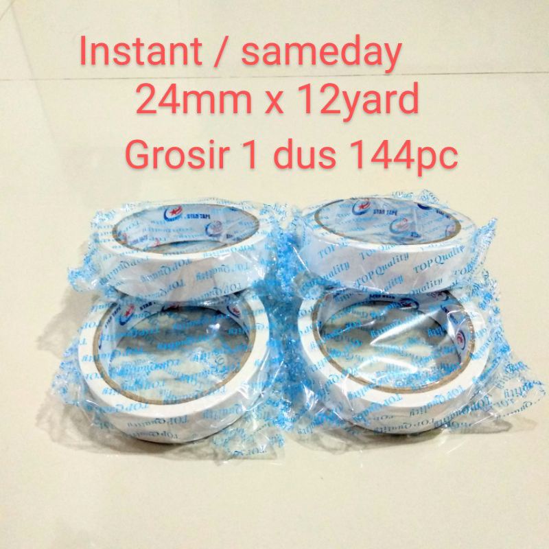 

Double Tape Satu 1 inch x 12 Yard Putih Doubletape Selotip Lakban