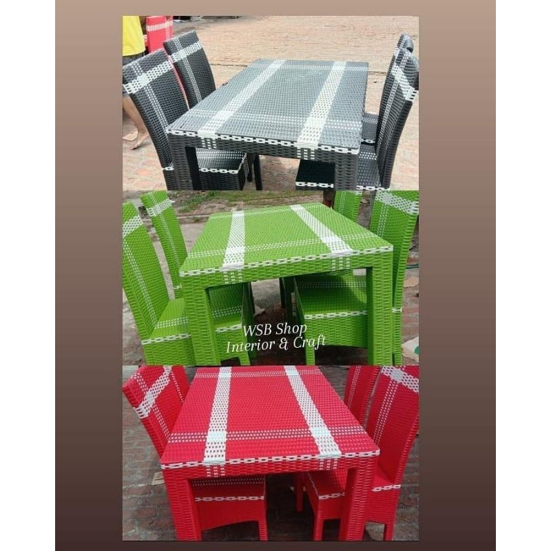 Meja makan rotan 4kursi murah