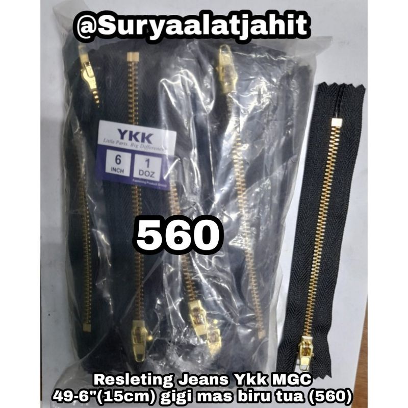 Resleting Jeans Ykk 6in/15cm MGC-49 gigi mas =rp.42.500/12pcs