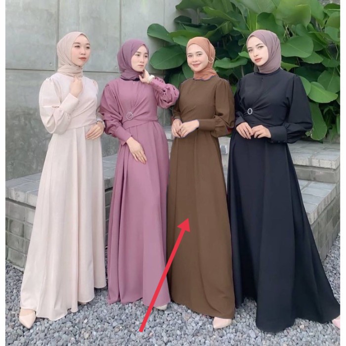 Gamis Kondangan Rempel Busui Dress O'ring Coklat Tua Gamis Terbaru Korean Style 2022 Dewasa Kondanga