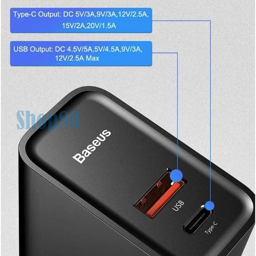 Baseus Adaptor PD 30W USB + Type C Kepala Charger Adapter QC 3.0 Fast Charging PPS Dual Triple Port