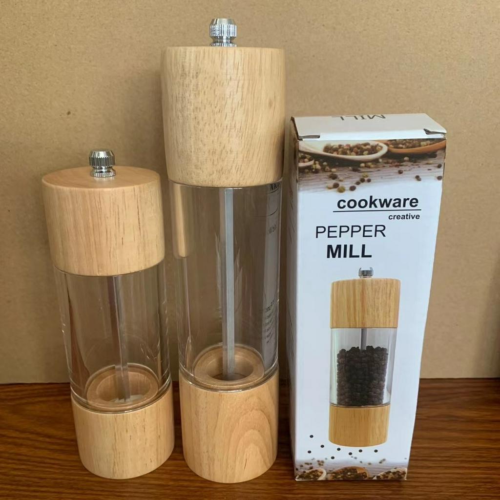 Pepper Mill Gilingan Lada Penggiling Biji Merica Rempah Salt Kayu Kaca