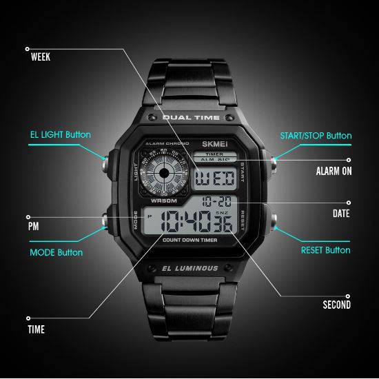 SKMEI 1335 Jam Tangan Pria Digital Stainless Steel WK-SBY