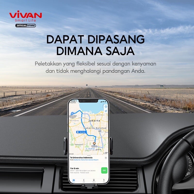 VIVAN Car Holder Universal CHS10 Rotasi 360° Pengunci Otomatis Untuk Ponsel 4.0 inch - 6.5 inch-Garansi 1 Tahun