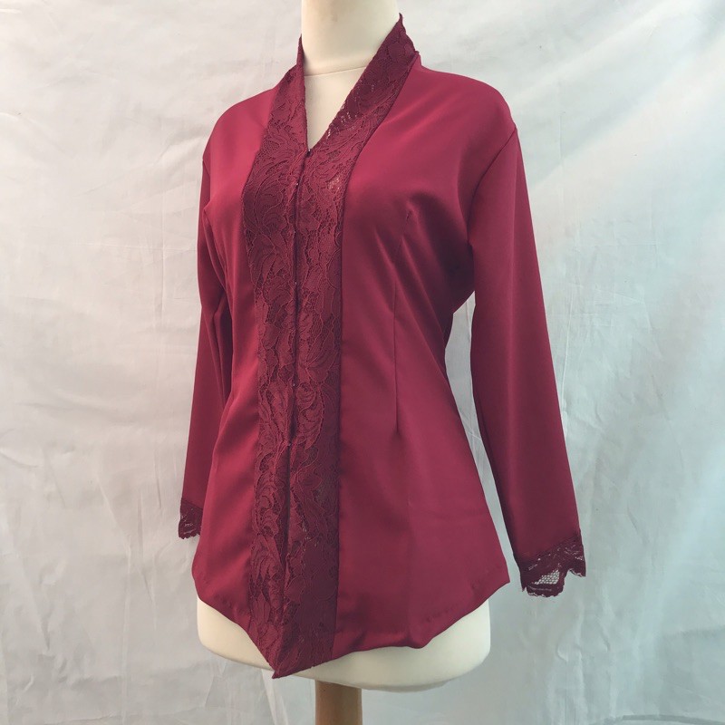 [COD] Kebaya | Kebaya bali | Kebaya kartini mix brokat | Kebaya encim modern | Kebaya wisuda-Marun