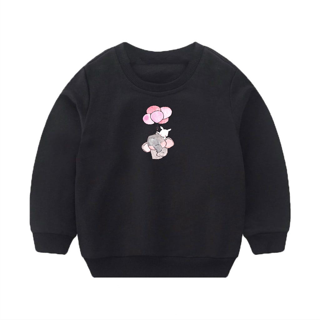 Crewneck sweater anak flece tebal unisex motif lucu terbaru perempuan dan laki laki