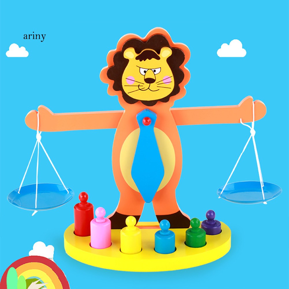 Mainan Timbangan Keseimbangan Desain Singa Kartun Warna Warni Untuk Edukasi Anak