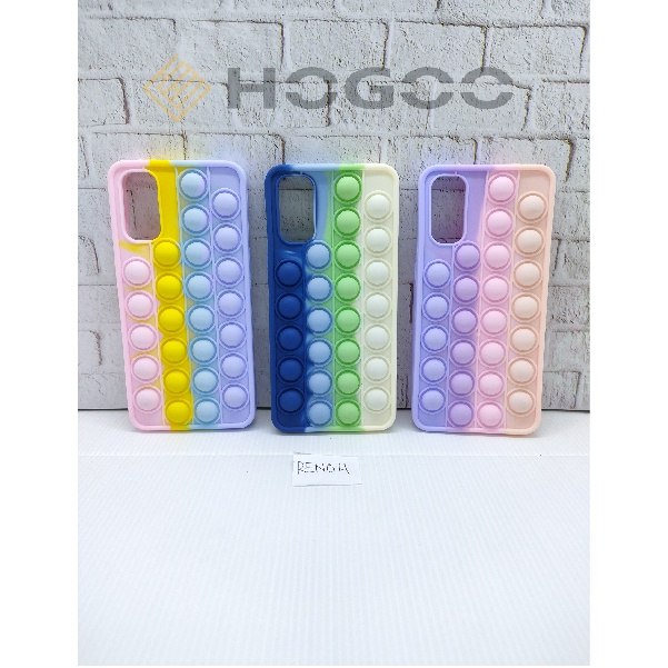 HOGOO CASE POP IT SILICONE OPPO RENO 4  - CASE PENGHILANG STRESS PUSH IT BUBBLE CASE RAINBOW