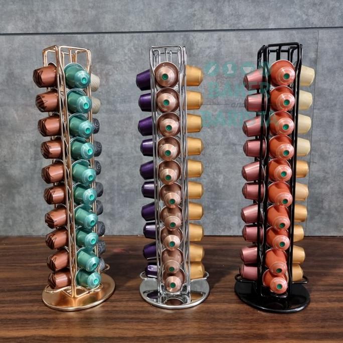 

Nespresso capsule rack holder rotate Stainless isi 40capsule bakernbar99 Juara