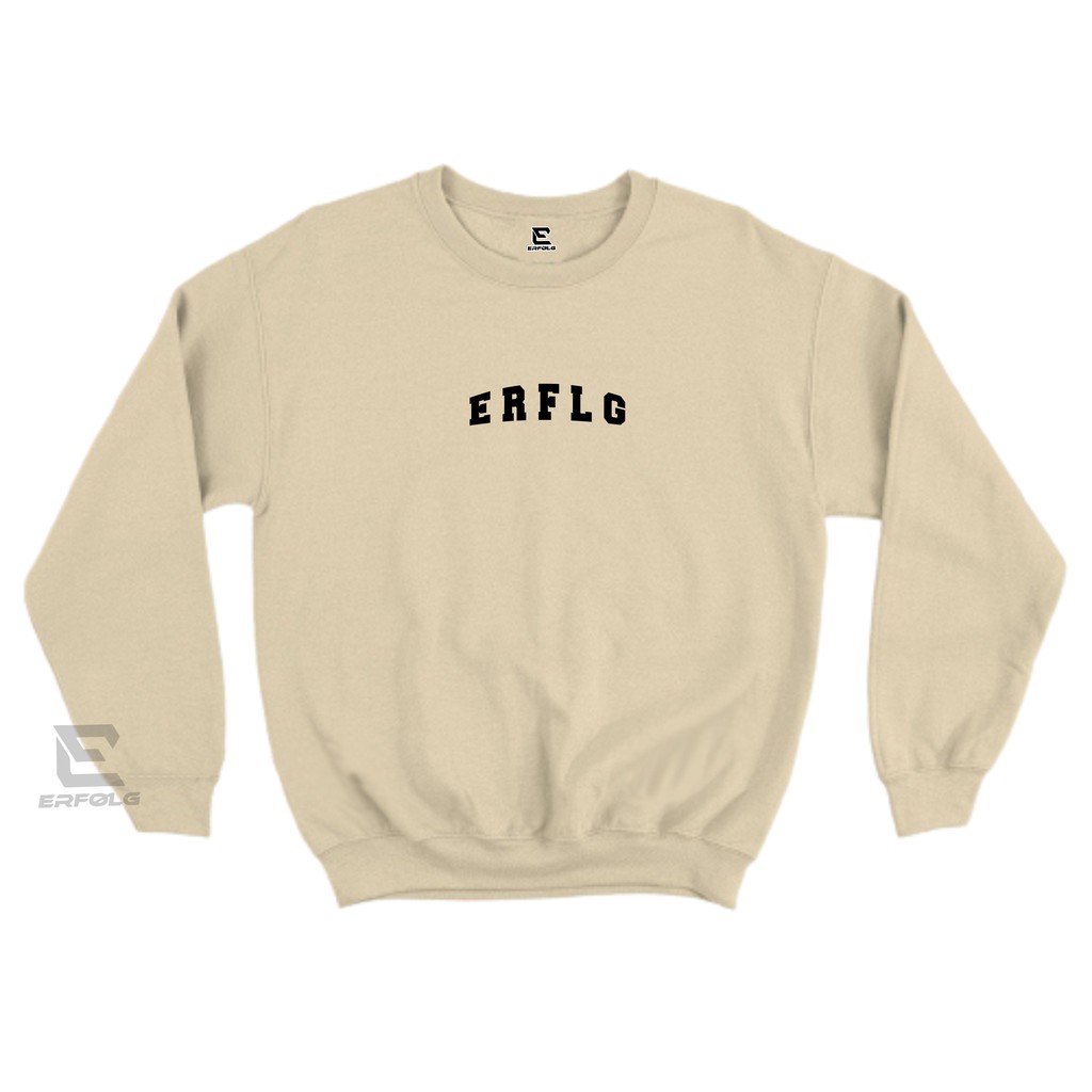 Erfolg Clothing Crowneck Pria Jepang Style Cream Basic Sablon Motif Simpel Crewneck Jumbo Cardigan Couple Pasangan Pria Wanita Kardigan Switer Oblong Distro Original Brand Lokal High Quality Korean Style Jumbo