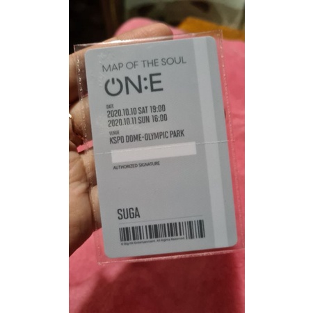 BTS Suga Official Ticket Card Konser MOTS ON:E