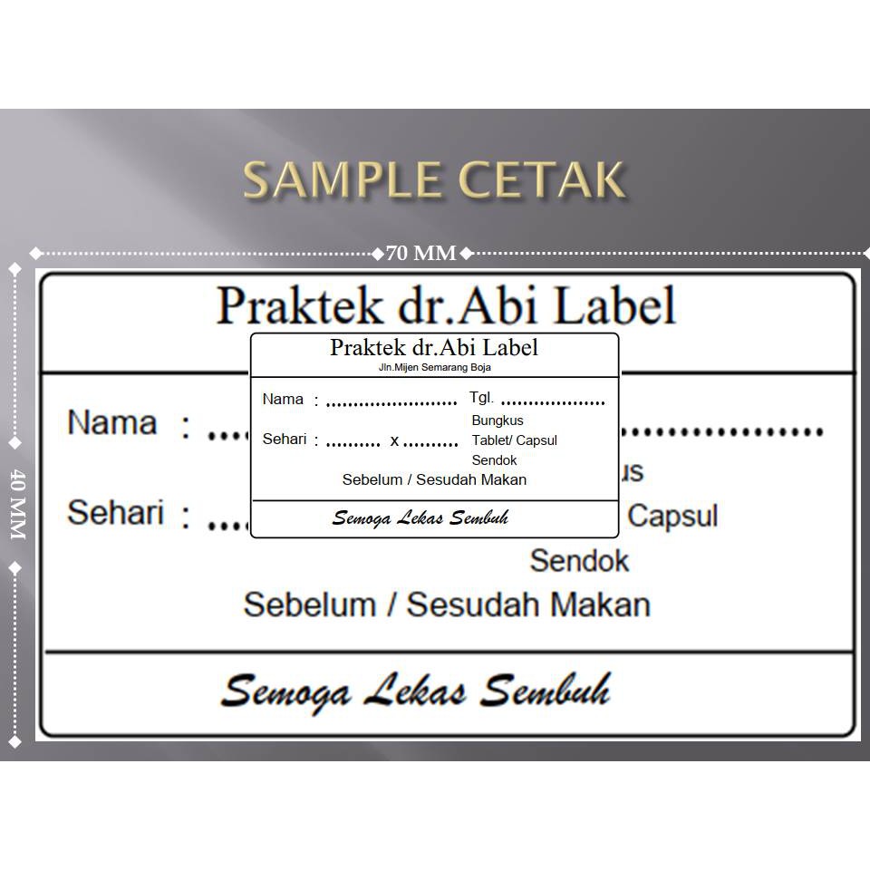 Label Etiket Puskesmas - Rumah Sakit - Apotik - Klinik 7x4 / 70x40 / 70 x 40 Semarang