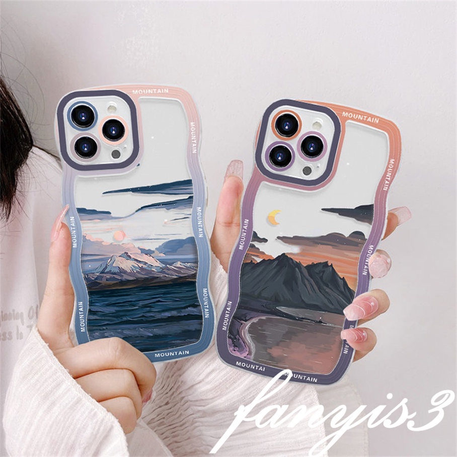 Redmi 12C A1 10C 10A 10 9 9A 9C 9T Note 11 Pro+ 11s 11 10s 10 9s 9 8 Pro Xiaomi Poco X4Pro X3 Pro X3NFC M4 Mi 11 Lite 10TPro River Mountains Wavy Edge Phone Case TPU Soft Protective Cover