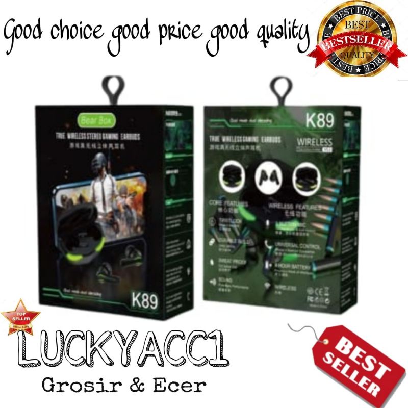 LC - Earphone Handsfree bluetooth TWS K-89 Wireless Gaming Earbuds TWS K89