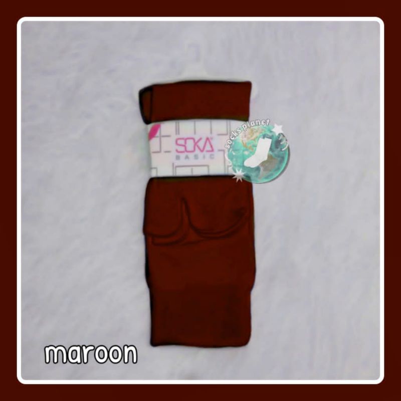[1 PASANG] ORIGINAL SOKA Basic Jempol Kaos Kaki Wanita Hijab Muslimah Murah Size M dan L Termurah Murah Diskon Polos Haji Umroh Warna Kulit dll Size M Pendek size L Panjang Nilon Nylon Kauskaki Kaus Kaki Kaoskaki Krem Cream Skin Series Soka Socking-Maroon