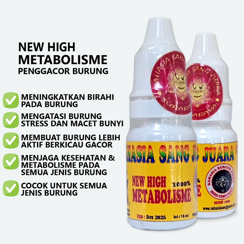 NEW HIGH METABOLISME 1000 % | METABOLISME BURUNG SANG JUARA PLECI KENARI MURAI LOVEBIRD MENINGKATKAN BIRAHI DAN MENGATASI MACET BUNYI