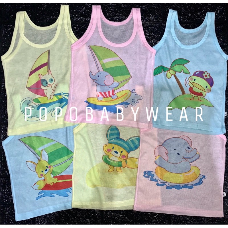 Kaos Dalam/Singlet Motif Warna 6pcs (req boy/girl)