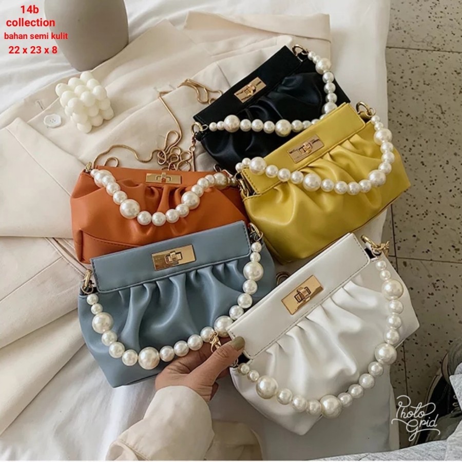 Tas pesta - Clutch pesta import jinjing mutiara bunga 2021