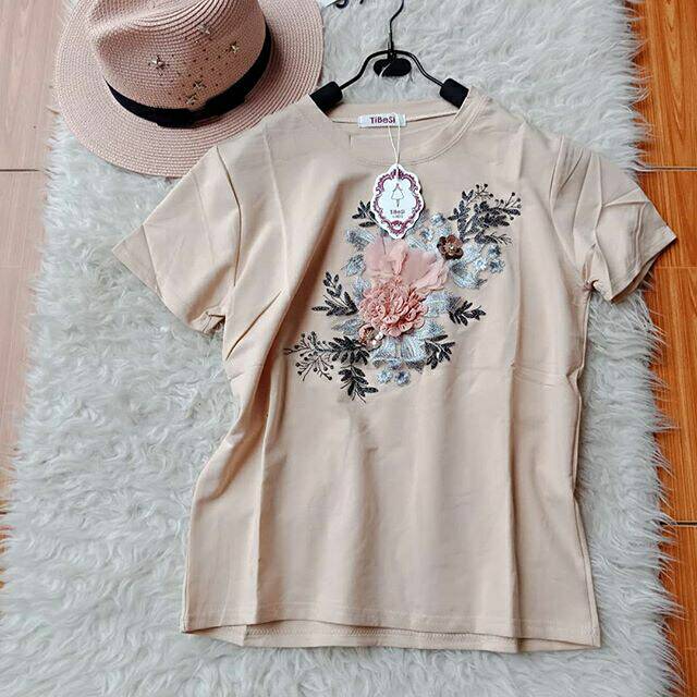 Kaos import merk tibesi patch flower