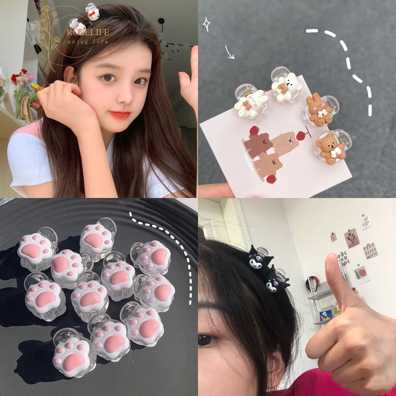 Roselife Cartoon 3D Cute Kuromi Rabbit Strawberry Bear Kitty Hair Claw Clips for Girls Kids Hair Styling Accessories