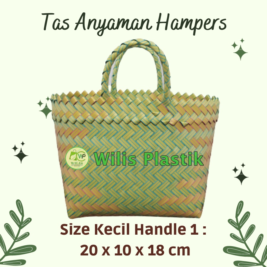 Tas Anyaman Plastik Hampers Lurik Kecil Handle 1 Tas Souvenir Keranjang Jinjing Tas Wanita Parcel Hantaran Belanja Pasar