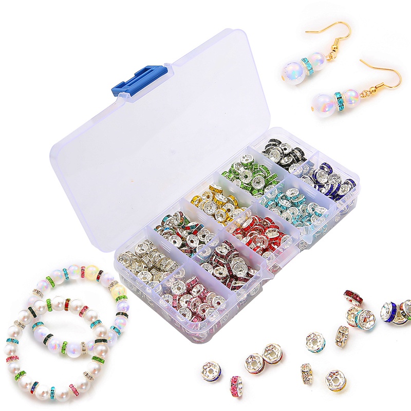 180/400 pcs Multicolor Logam Kristal Berlian Imitasi Longgar Spacer Beads Kit Gelang Kalung Anting-Anting DIY Perhiasan Membuat Aksesoris