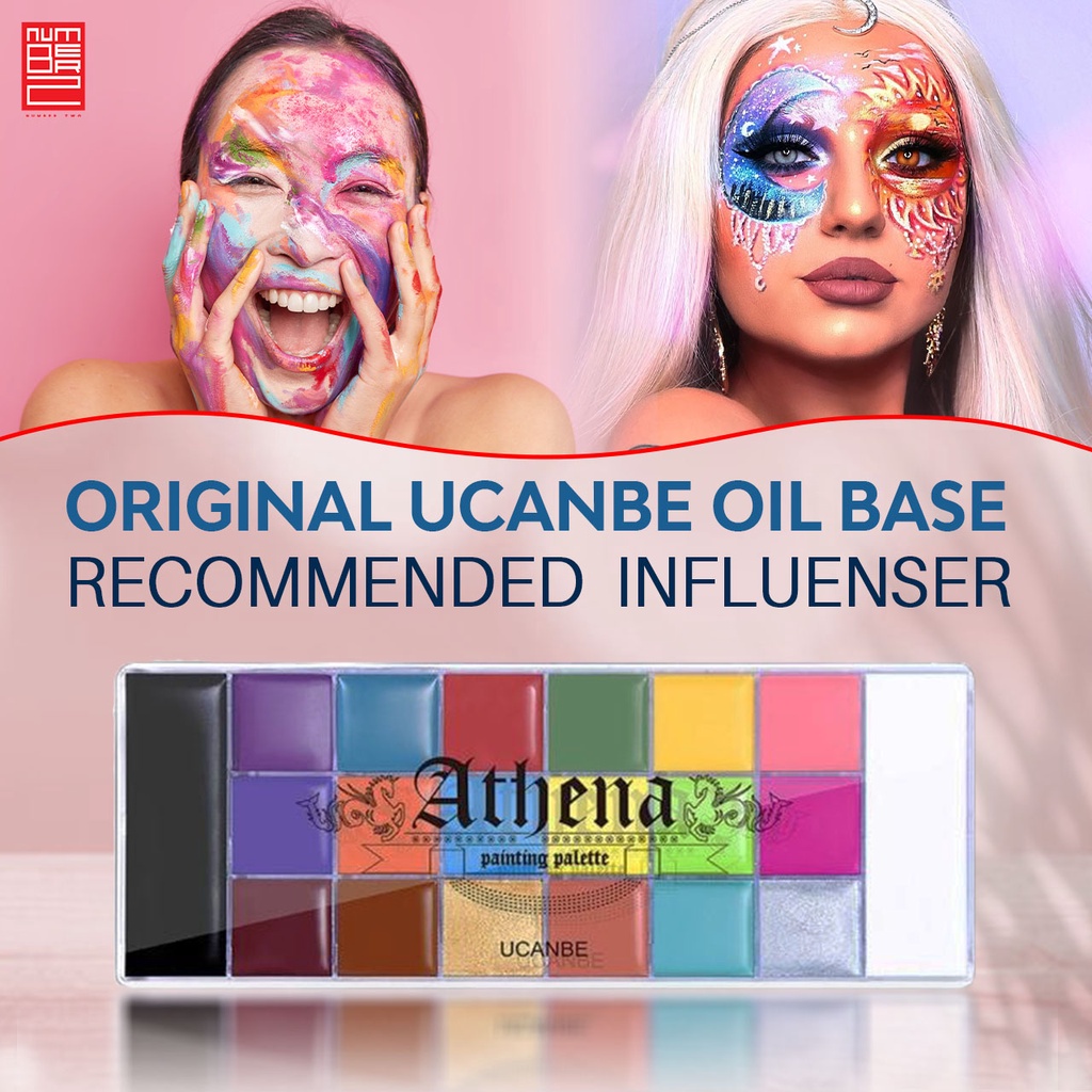 Ucanbe athena face painting 20 warna oil make up pallete matte pigmented paint color colour palet