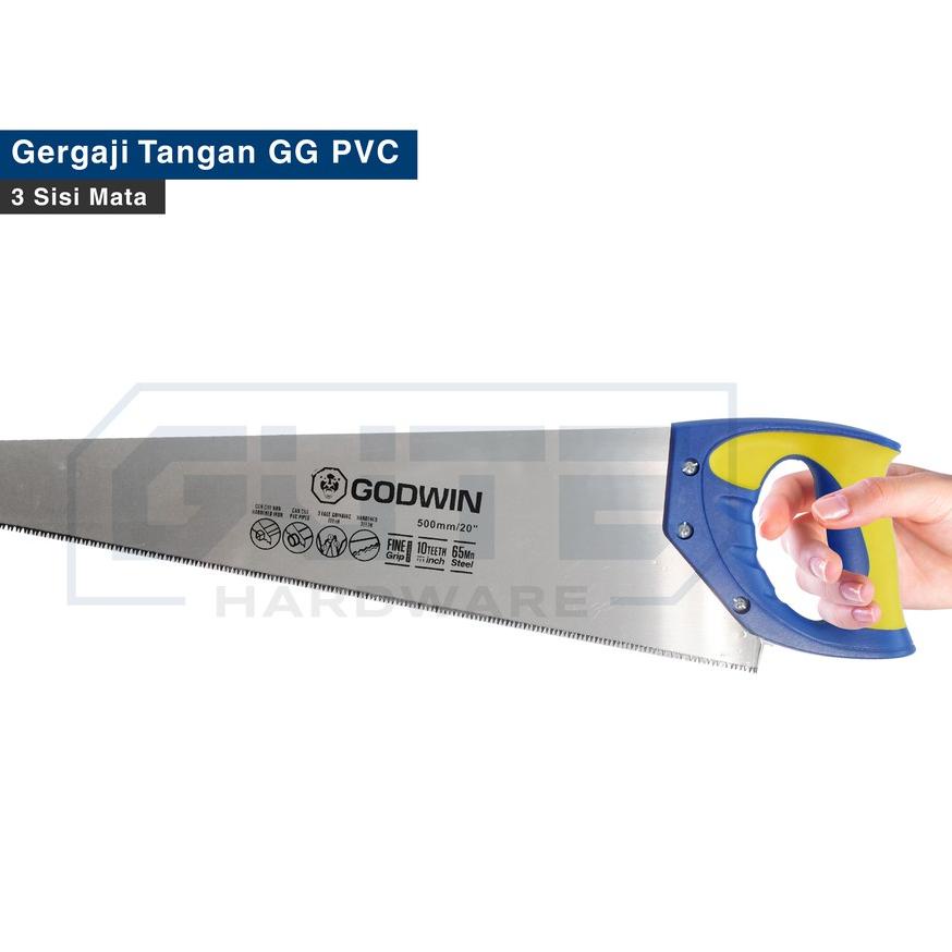 ✫ Gergaji Tangan 3 Mata / Handsaw "GODWIN" Untuk Kayu / Triplek / Pipa PVC / Gypsum / GRC Board ☂