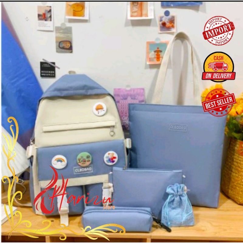 Tas Sekolah Tas Ransel Tas Selempang SMA SMP SD Wanita Perempuan Sekolah Tas Import Tas 5 in 1 Type 