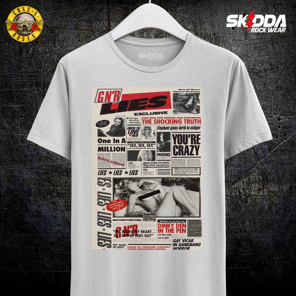 T Shirt Kaos Band GUN’S N ROSES - GNR - GUNS N ROSES - GUN N ROSES -  LIES - Premium Cotton Combed 2