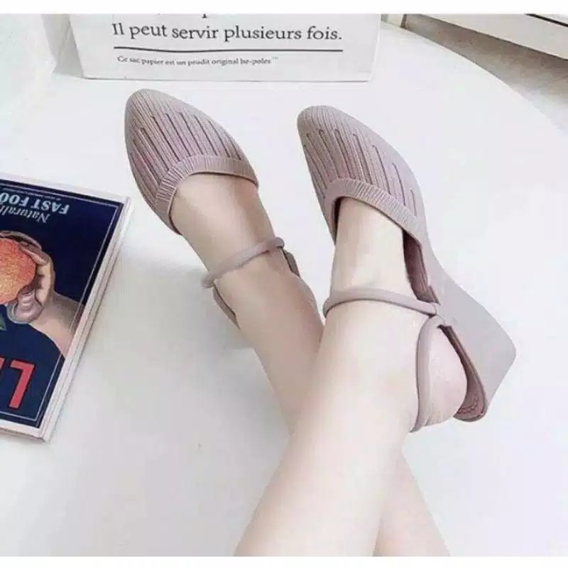 (COD) Sandal Santai Wedges Tali Jelly Wanita Porto BAT